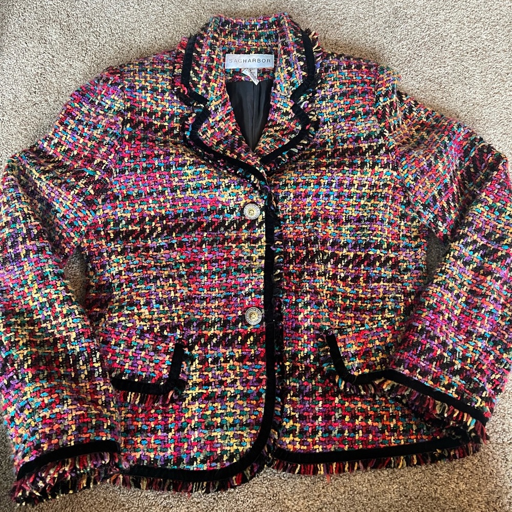 SAG HARBOR vintage tweed blazer size 8